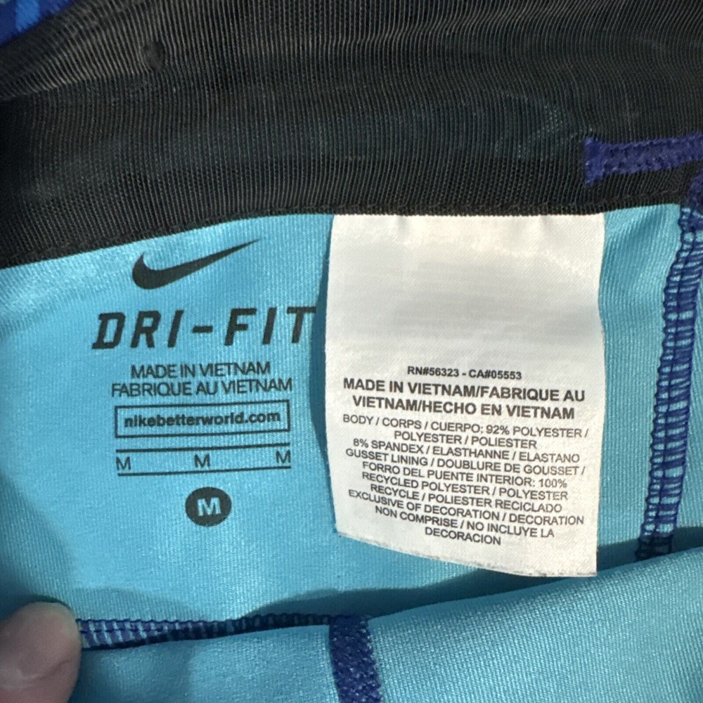 Nike Dri Fit Womens Medium Leggings Drawstring Blue Geometric - Picture 4 of 14